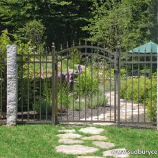 Aluminum Wrought Iron Fence With Finial Top Gate By Sudbury Cedar Fence in Acton MA