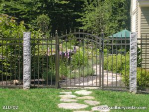 Aluminum Wrought Iron Fence With Finial Top Gate By Sudbury Cedar Fence in Acton MA