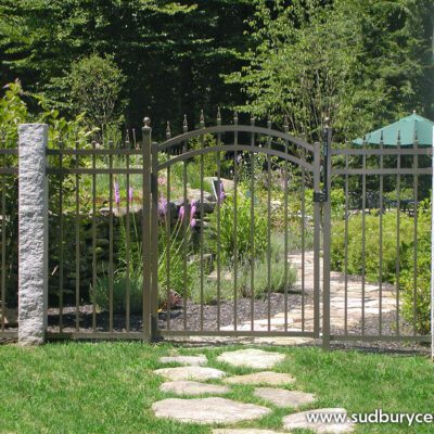 Aluminum Wrought Iron Fence With Finial Top Gate By Sudbury Cedar Fence in Acton MA
