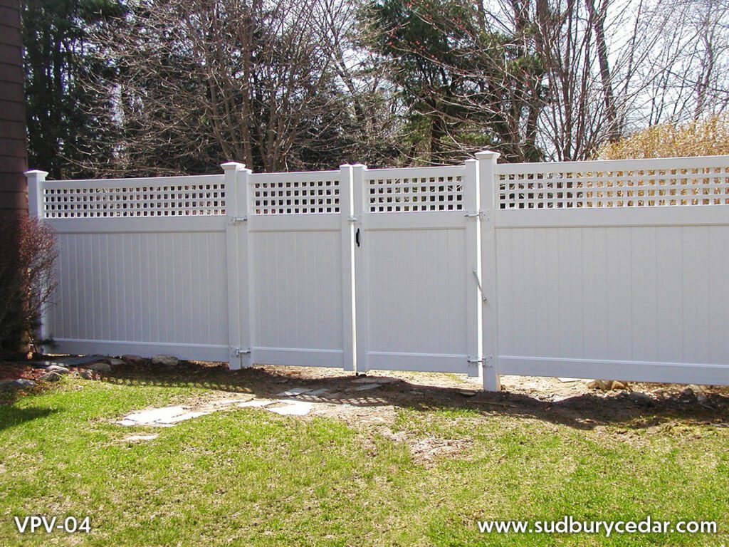 Lattice topped vinyl fence installed in MetroWest Massachusetts