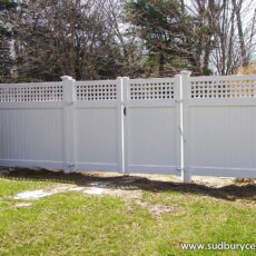 Lattice topped vinyl fence by Sudbury Cedar Fence Co
