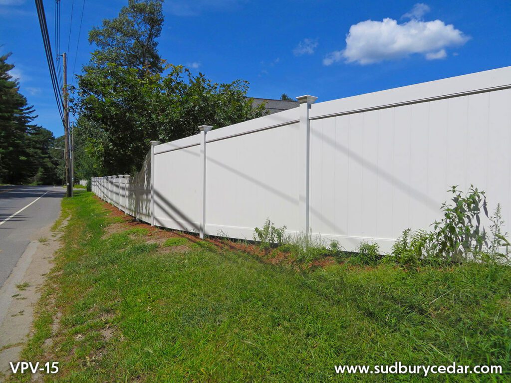 Vinyl board fence by Sudbury Cedar Fence Marlborough MA