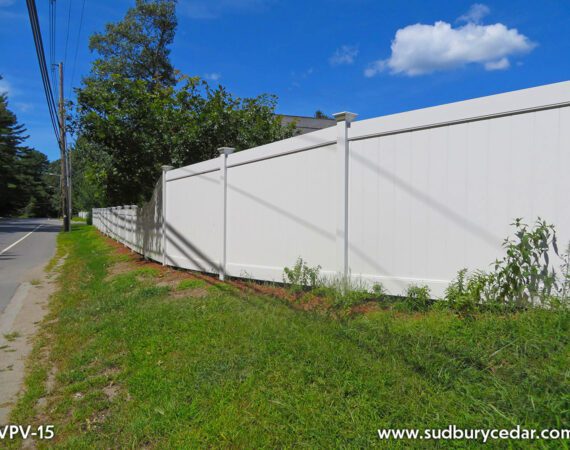 Vinyl board fence by Sudbury Cedar Fence Marlborough MA