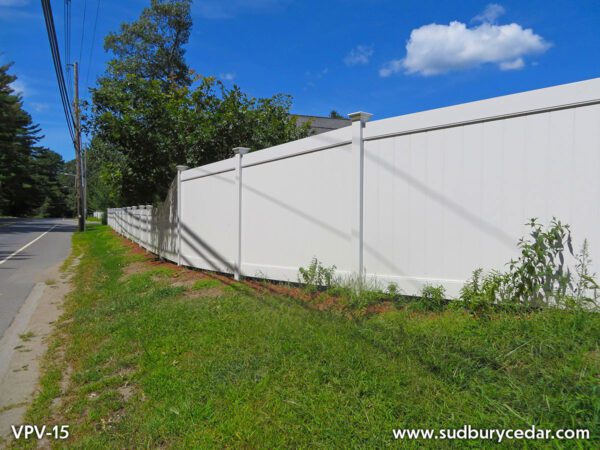 Vinyl board fence by Sudbury Cedar Fence Marlborough MA