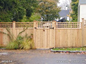 Attractive Cedar Board Gate With Lattice Top Co in Wayland, MA