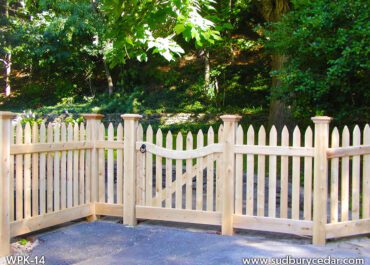 Pointed Cedar Board Fence and Gate in Maynard, MA
