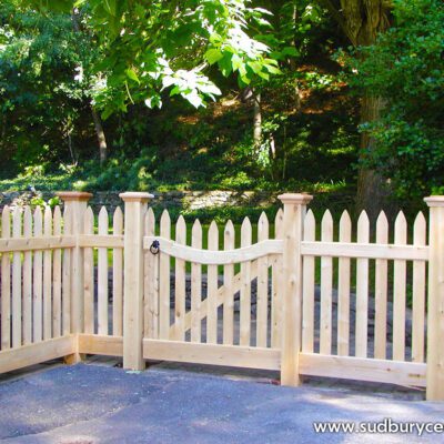 Pointed Board Fence and Gate by Sudbury Cedar Fence Co. in Maynard, MA
