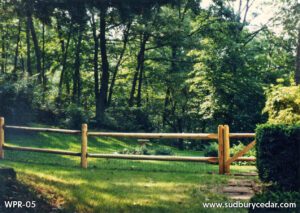 Cedar Post & Scarfed Rail Fence With Welded Wire by Sudbury Cedar Fence Co in Sudbury MA