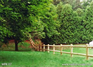 Round Cedar Post and Rail Doweled Fence by Sudbury Cedar Fence Co in Hudson, MA
