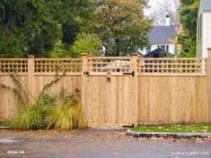 Attractive Cedar Board Gate With Lattice Top Co in Wayland, MA
