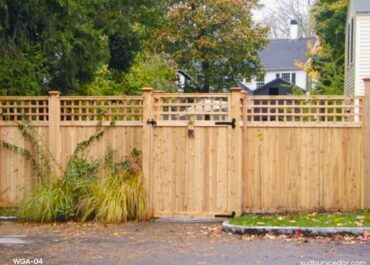 Attractive Cedar Board Gate With Lattice Top Co in Wayland, MA