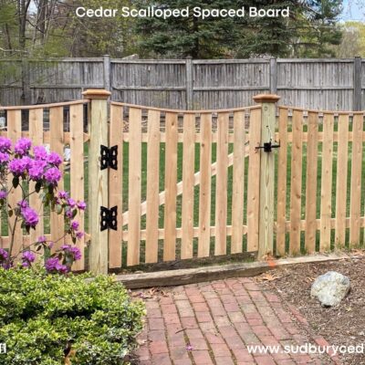 Cedar spaced board fence and gate Framingham, MA