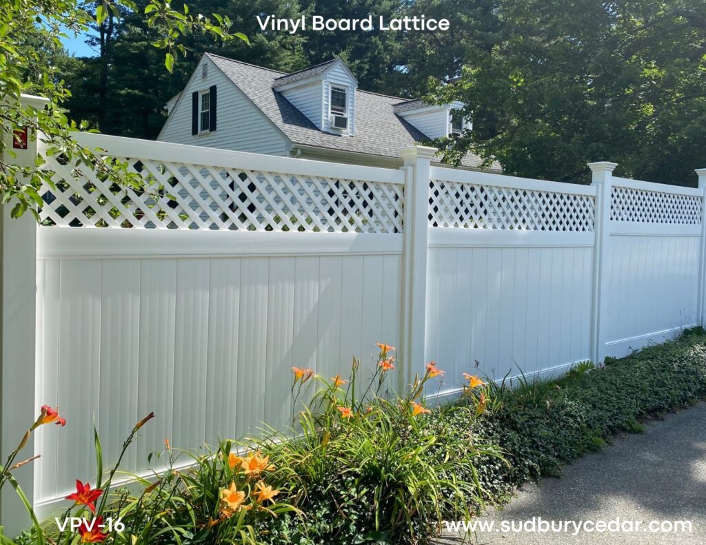 Vinyl privacy fence by Sudbury Cedar Fence Co, Natick MA