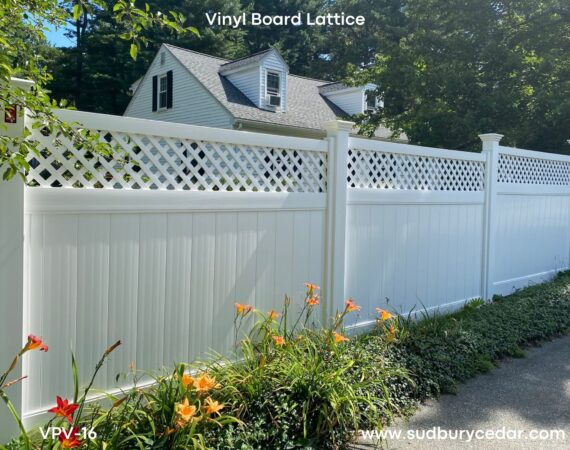 Vinyl privacy fence by Sudbury Cedar Fence Co, Natick MA