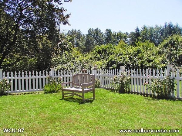 Picket fence and bench in Sudbury by Sudbury Cedar Fence