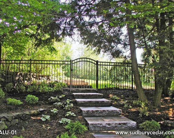 Aluminum Fence with Curved gate fence installation Sudbury MA