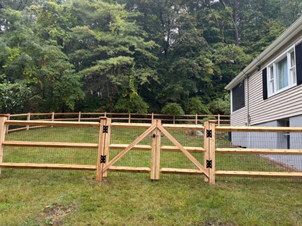 cedar post and rail with wire dog fence sudbury