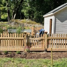 garden fence around garden. weston MA