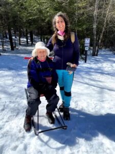 Adaptive kicksled used by All Out Adventures participant during winter outdoor program