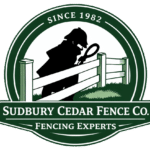 Sudbury Cedar Fence Co logo of detective inspecting fence