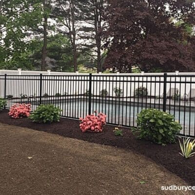 Balck aluminum fence around pool-Hudson, MA
