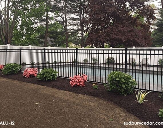 Balck aluminum fence around pool-Hudson, MA