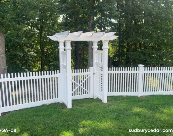 White vinyl arbor entry and gate