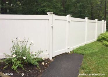 Vinyl privacy fence and gate installed in MetroWest Massachusetts