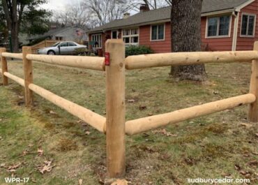 Cedar post and rail fence Sudbury MA
