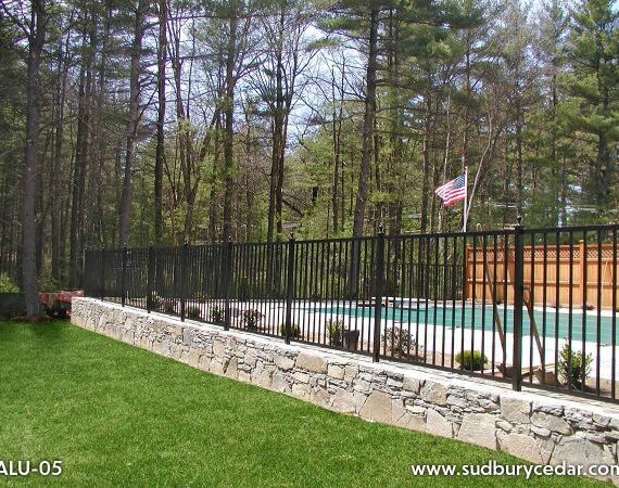 Aluminum fence around pool, Hudson, MA.