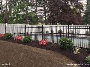 Black aluminum pool fence in Sudbury MA.