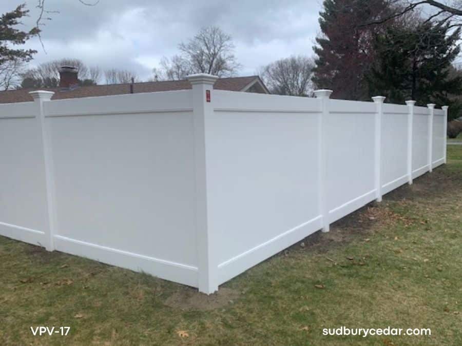 White vinyl privacy fence in Framingham, MA