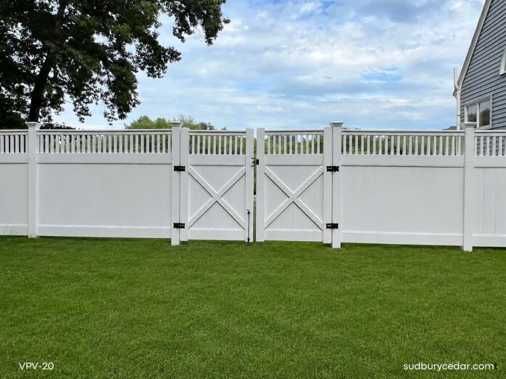 Vinyl privacy fence in Wayland, MA.