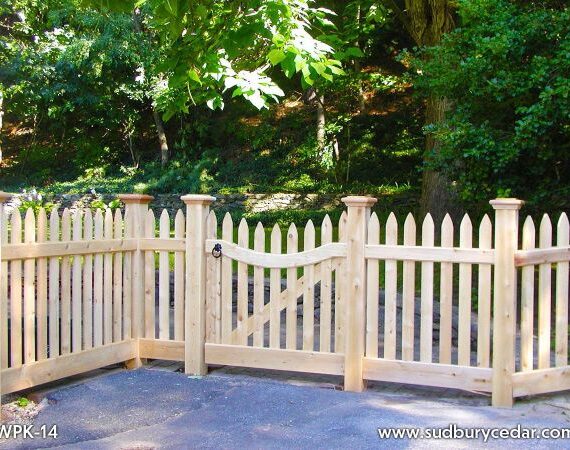 custom cedar picket fence in Maynard, MA.