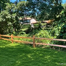 Rustic split rail fence in Boxboro, MA.