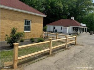 Cedar post and 2 rail fence, diamond rail in Maynard, MA.