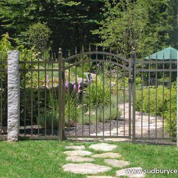Aluminum Wrought Iron Fence With Finial Top Gate By Sudbury Cedar Fence in Acton MA
